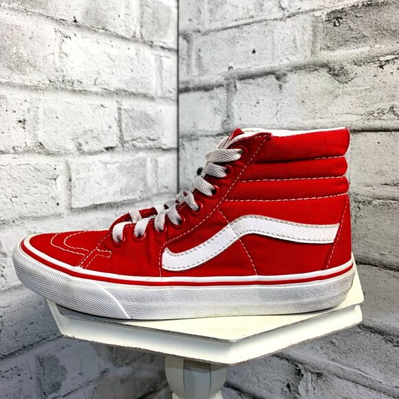 Vans Off The Wall Skateboard Shoe Red Canvas High Top Casual Sneaker - Picture 1 of 8